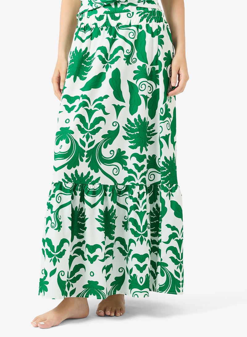 ايلا ملابس سباحة بطبعة أحادية اللون مع سارونغ - Image 4